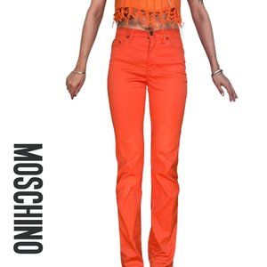 moschino jeans stretchy lycra bright orange jeans 26”